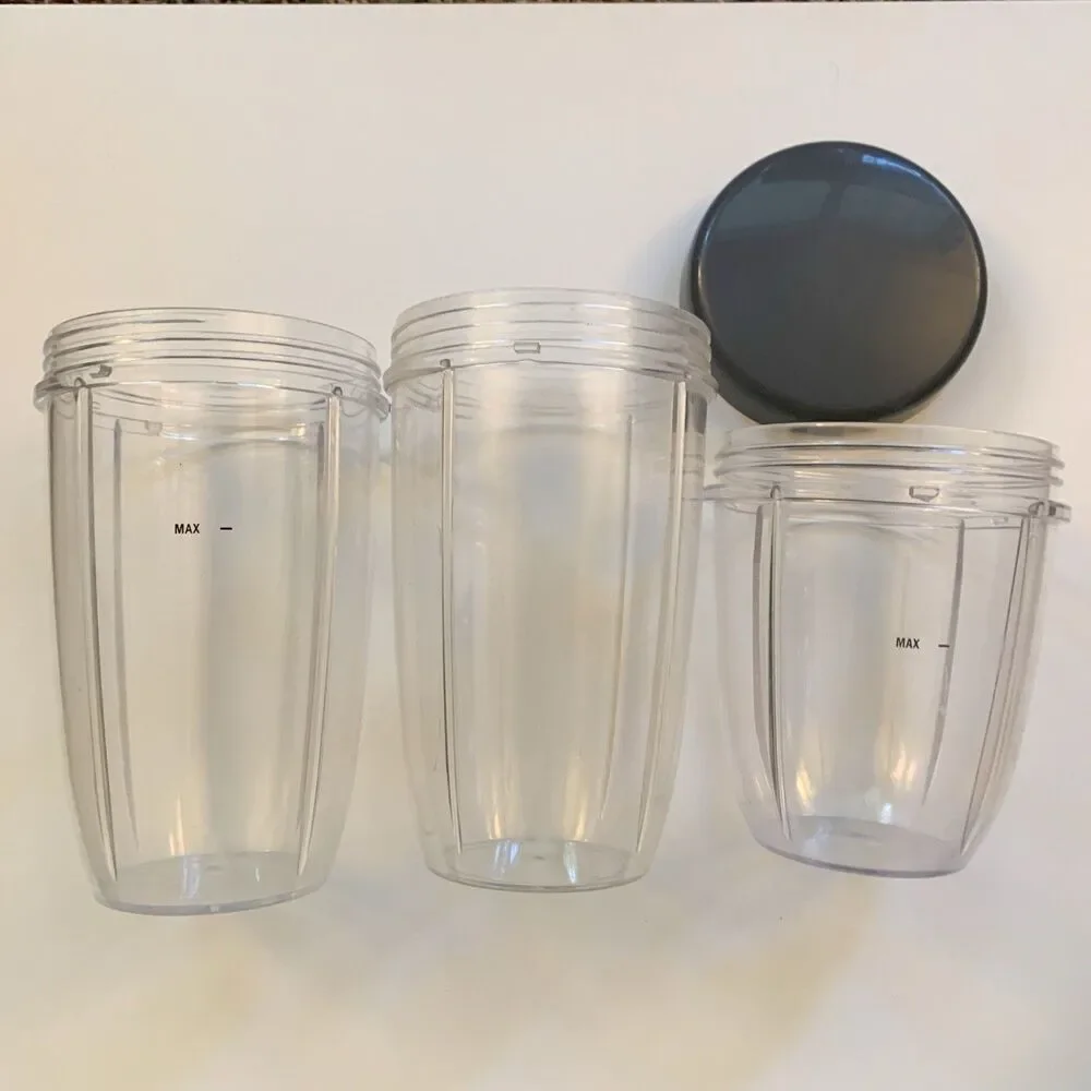 3 NutriBullet Bullet Blender Cups Smoothies OEM 16oz (2) and 8oz (1) and Lid (1)